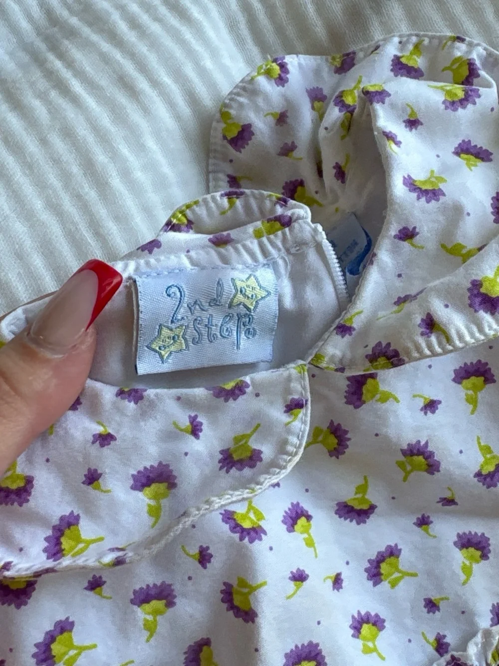 Baby Floral Smocked Dress & Bloomers - White with Purple & Yellow
